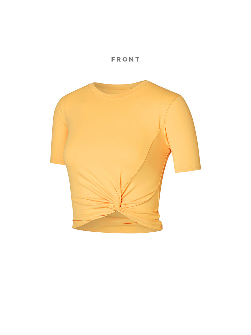 涼感羽毛美腰扭結短版上衣｜共16色｜XT4316F