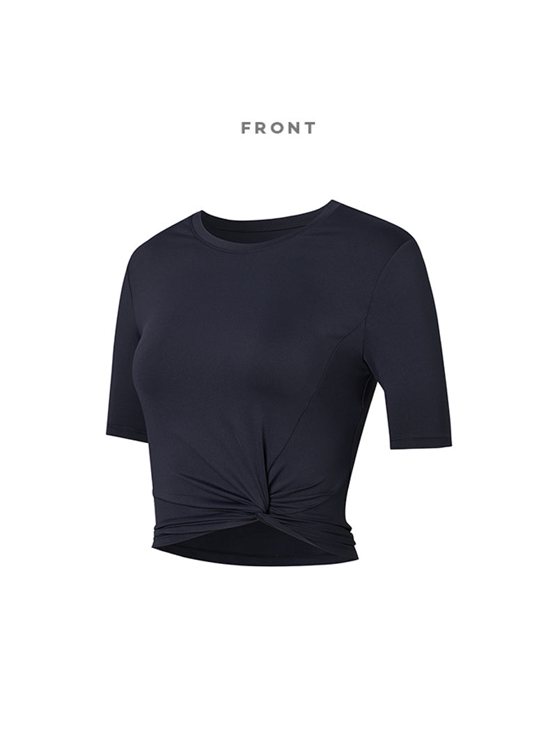 涼感羽毛美腰扭結短版上衣｜共16色｜XT4316F