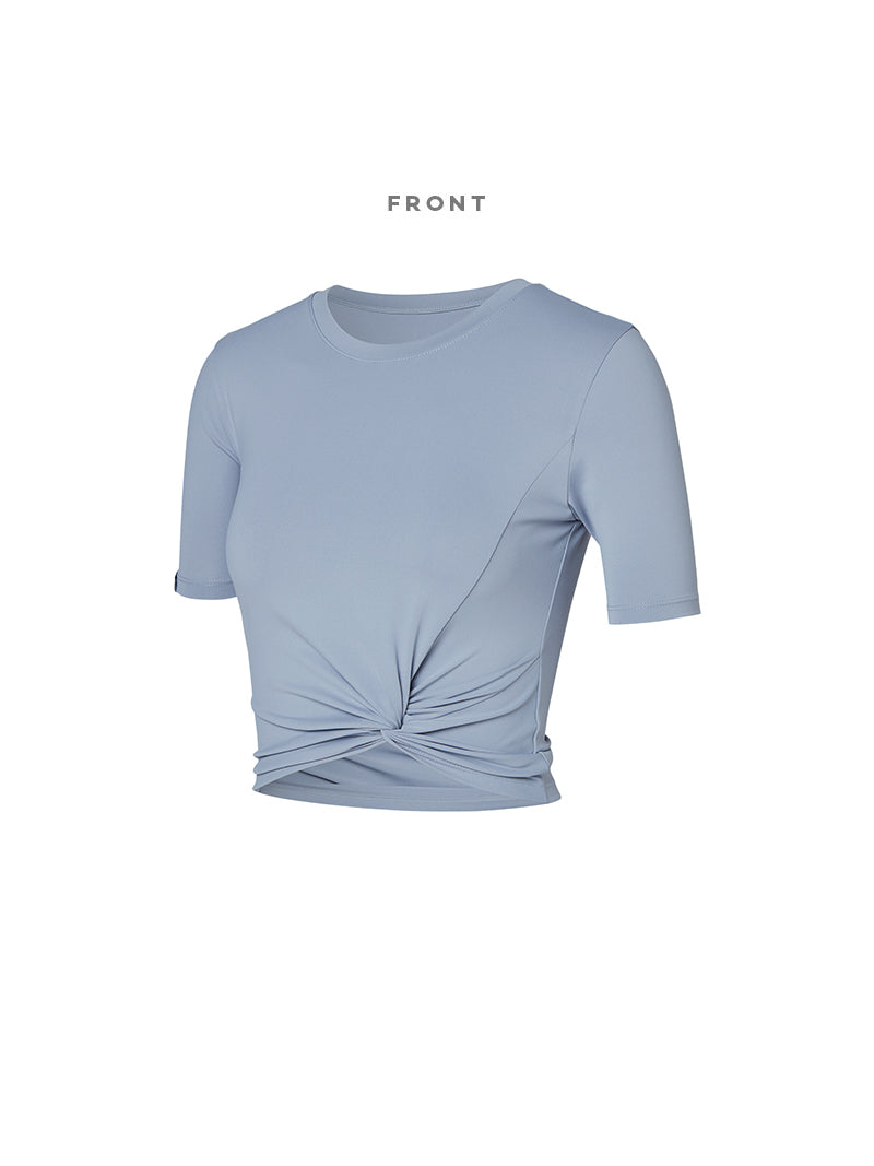 涼感羽毛美腰扭結短版上衣｜共16色｜XT4316F