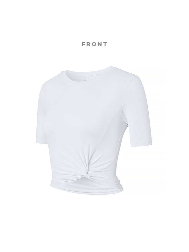 涼感羽毛美腰扭結短版上衣｜共16色｜XT4316F