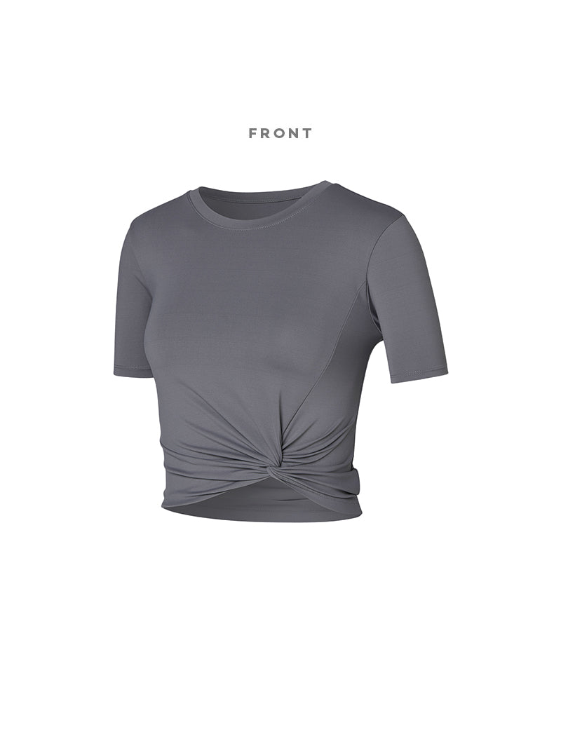 涼感羽毛美腰扭結短版上衣｜共16色｜XT4316F