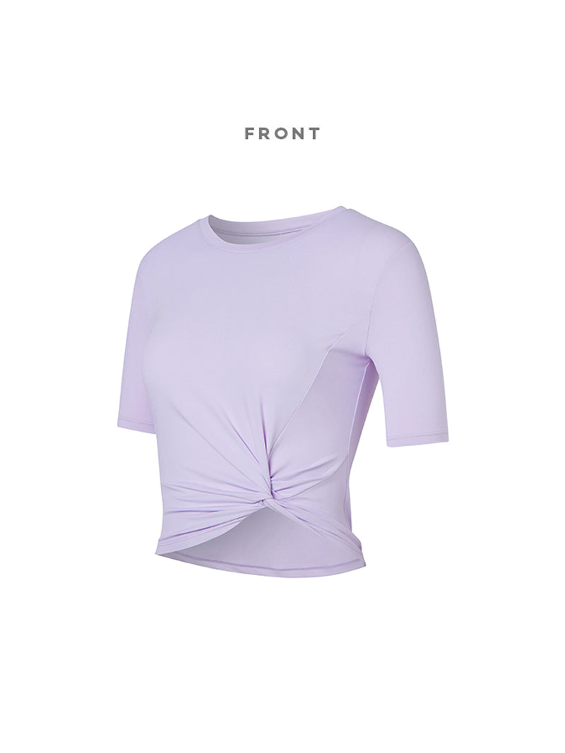 涼感羽毛美腰扭結短版上衣｜共16色｜XT4316F