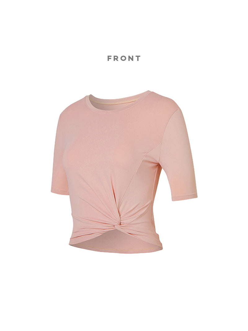 涼感羽毛美腰扭結短版上衣｜共16色｜XT4316F