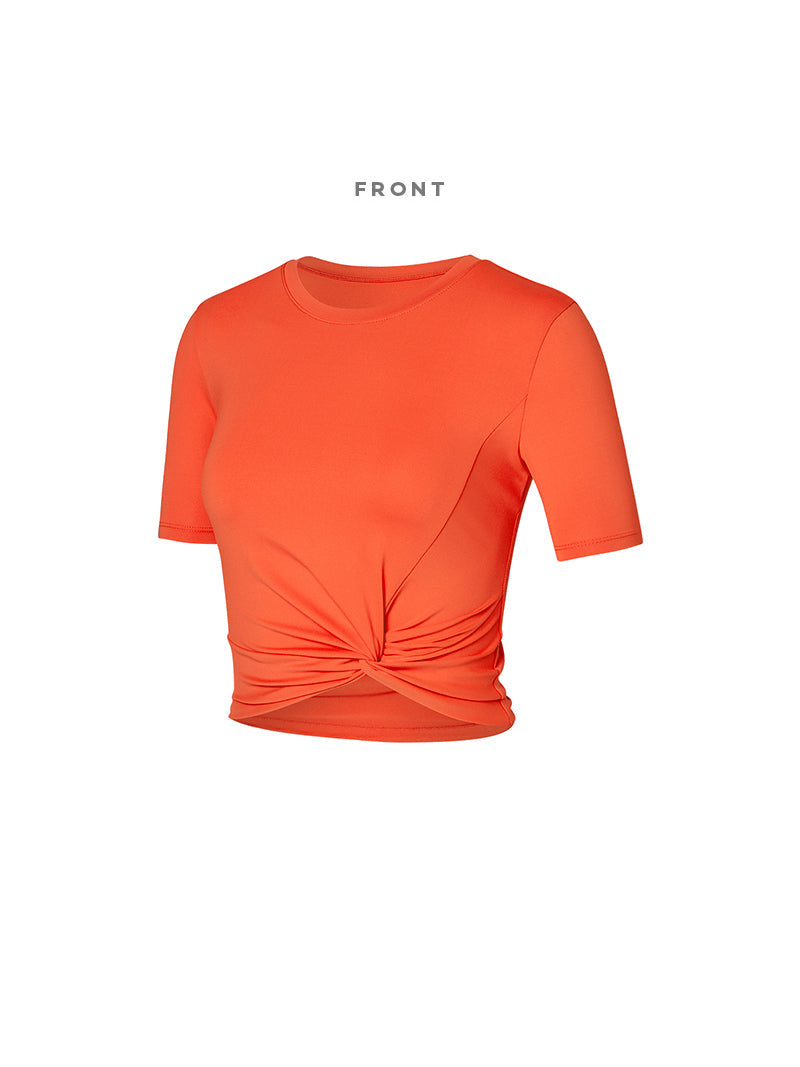 涼感羽毛美腰扭結短版上衣｜共16色｜XT4316F