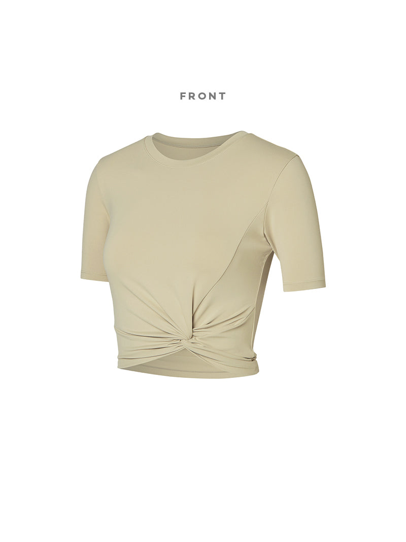 涼感羽毛美腰扭結短版上衣｜共16色｜XT4316F