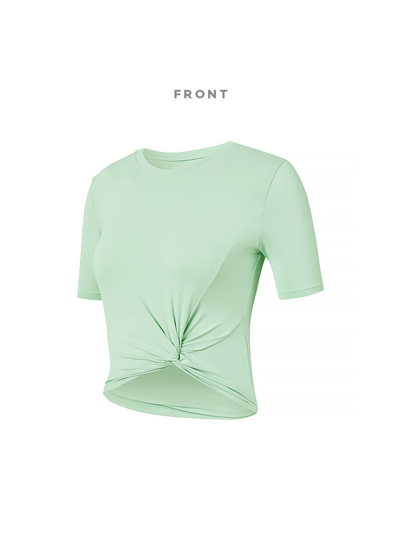 涼感羽毛美腰扭結短版上衣｜共16色｜XT4316F