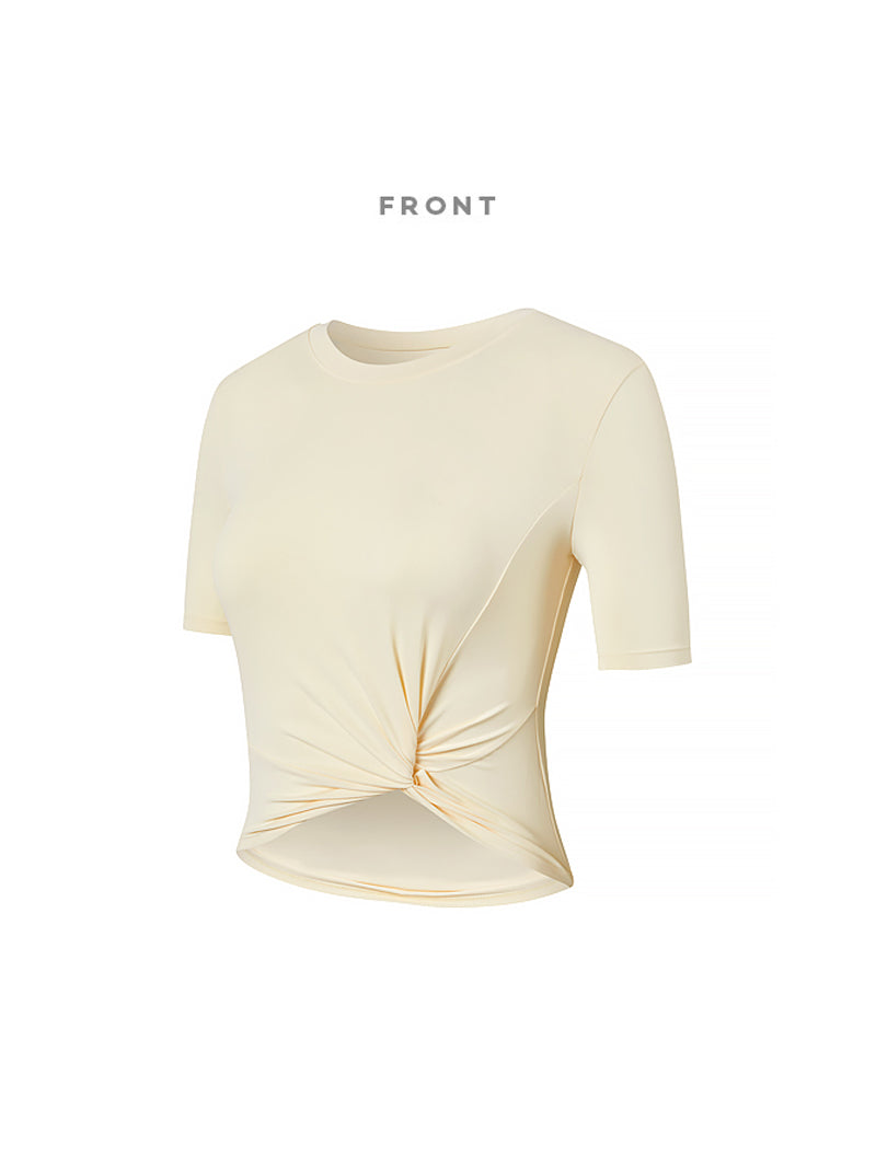 涼感羽毛美腰扭結短版上衣｜共16色｜XT4316F