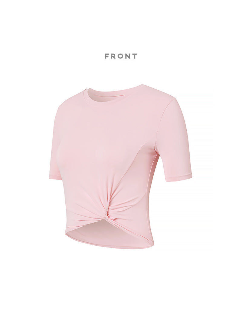 涼感羽毛美腰扭結短版上衣｜共16色｜XT4316F