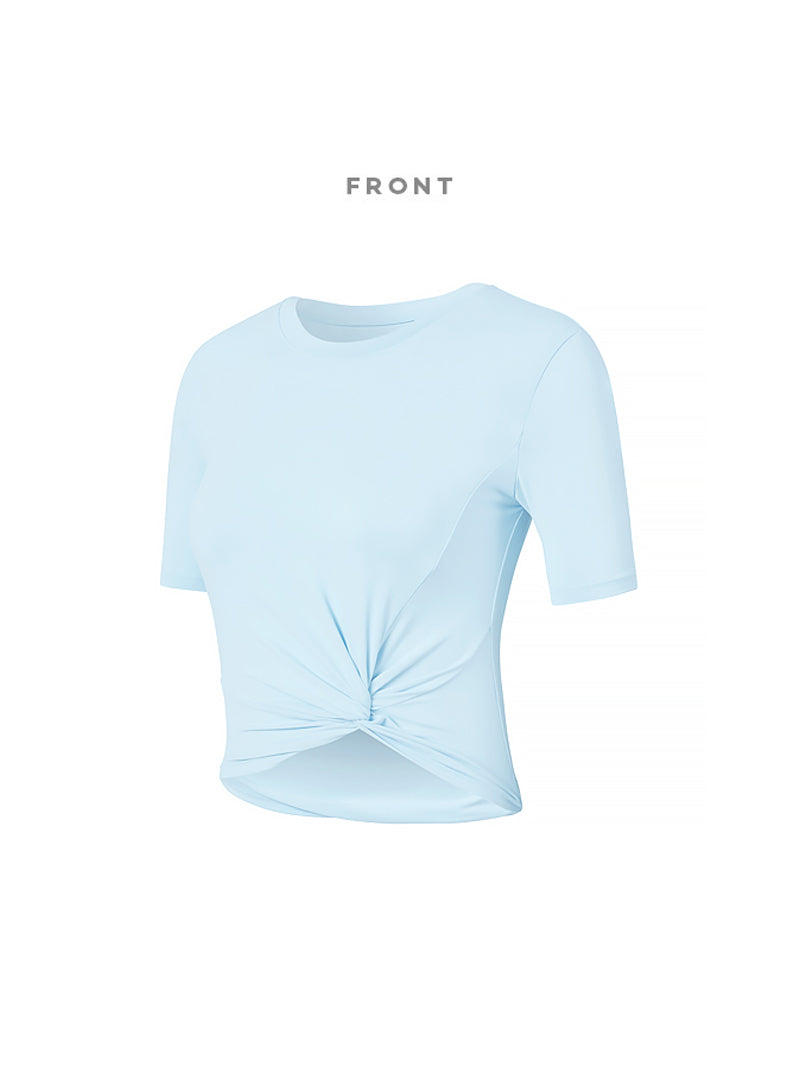 涼感羽毛美腰扭結短版上衣｜共16色｜XT4316F