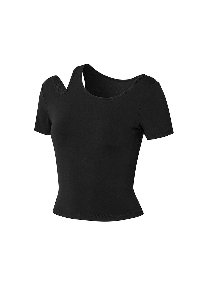 優雅領口不對稱美感短袖上衣｜共4色｜XWFCT02J1