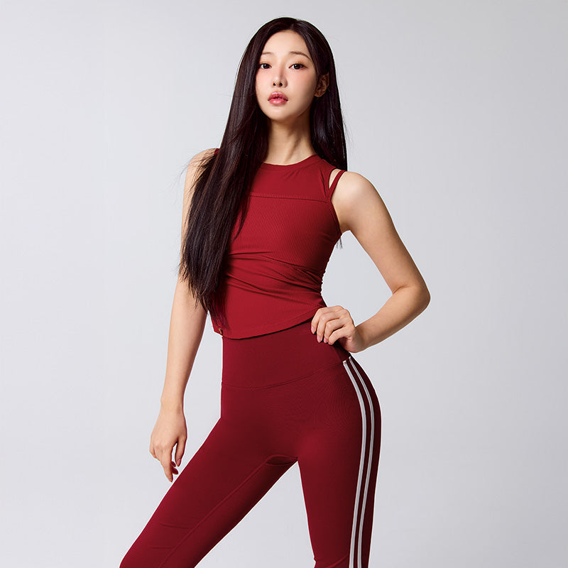 柔感羅紋雙肩帶層次坦克背心上衣 ✰新年限定款｜極光艷紅Aurora Red｜XFL1BL1501