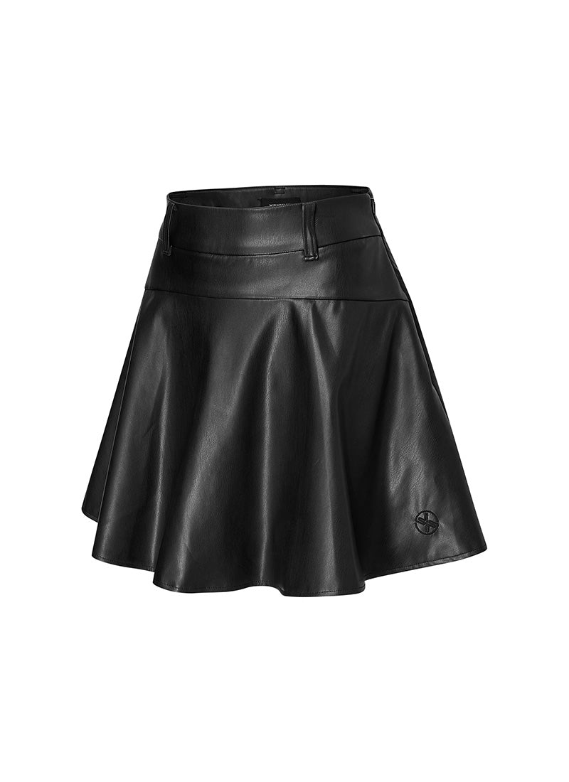 簡約俐落仿皮革喇叭裙 2 in 1 | 共2色 | XGFSK11J3