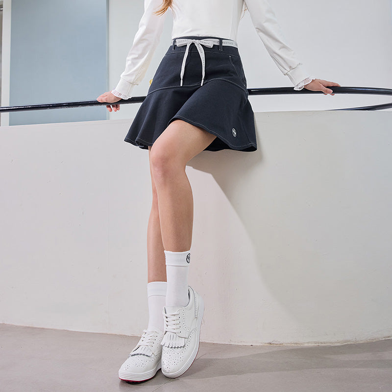 牛仔布標誌腰帶喇叭裙｜共2色｜XFK3RK1204