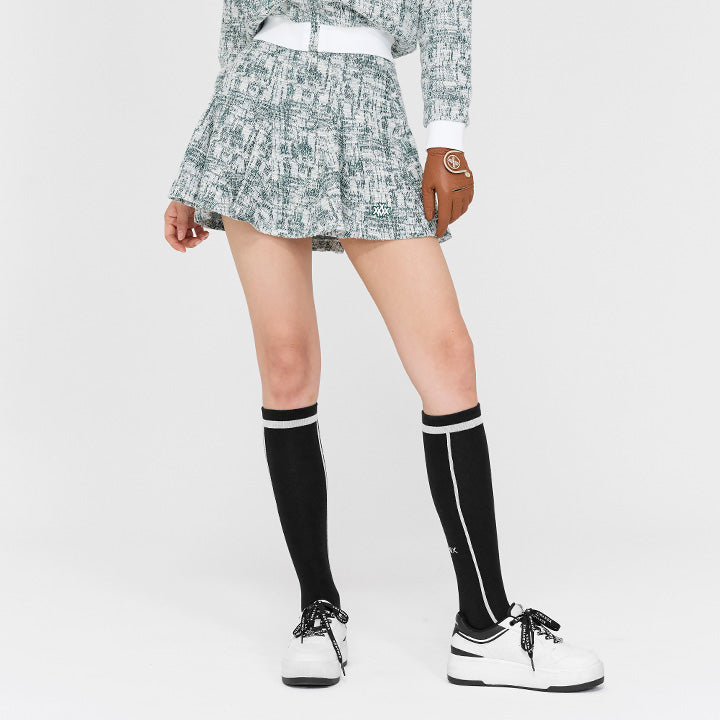 粗花呢百褶喇叭短裙(2in1)｜共3色｜XGFSK20H4