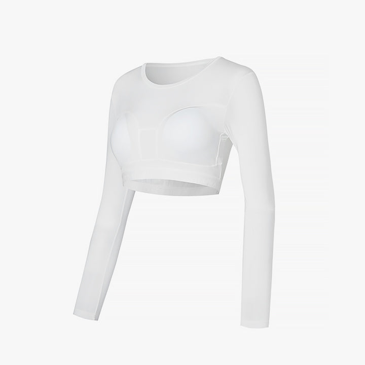 涼感網眼短版長袖Bra上衣｜共3色｜GT3002G