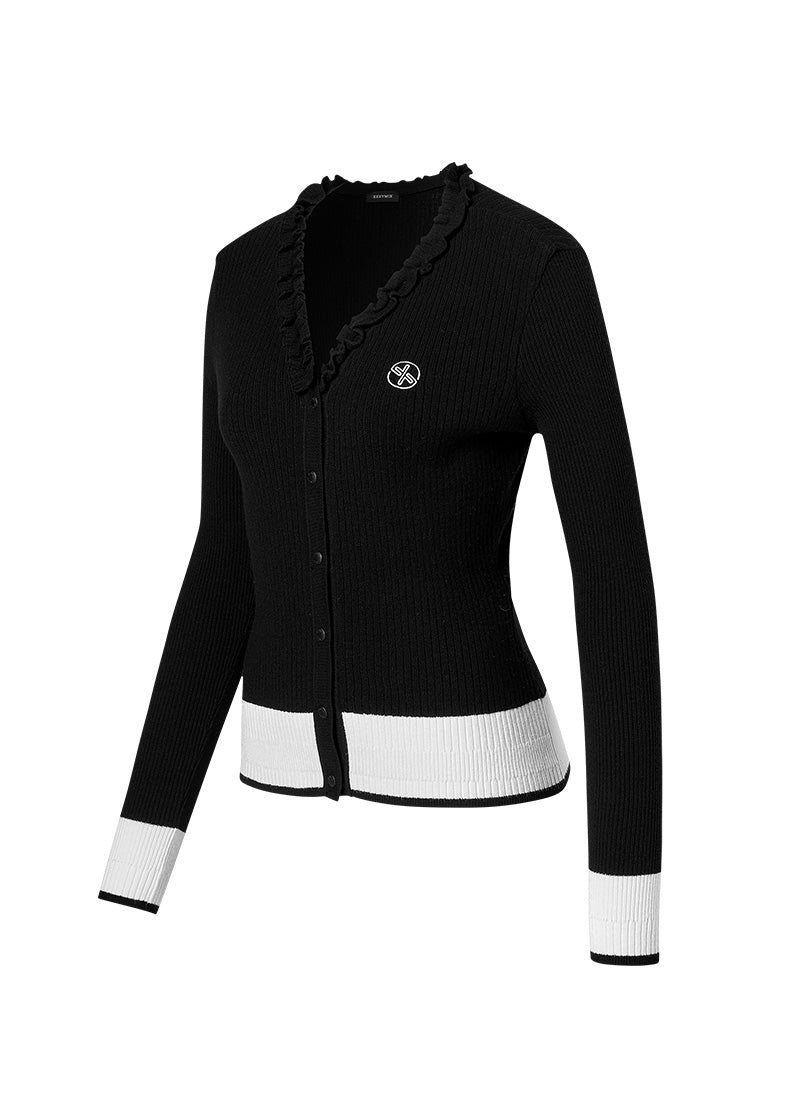 荷葉邊 V 領開襟衫｜共2色 ｜XFK3EC1201