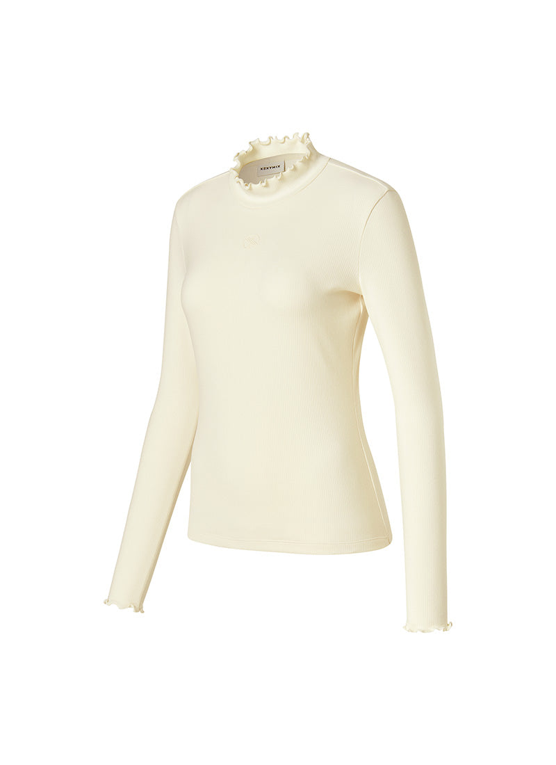 荷葉邊立領刷毛修身長袖上衣｜共3色｜XFK3TU1202