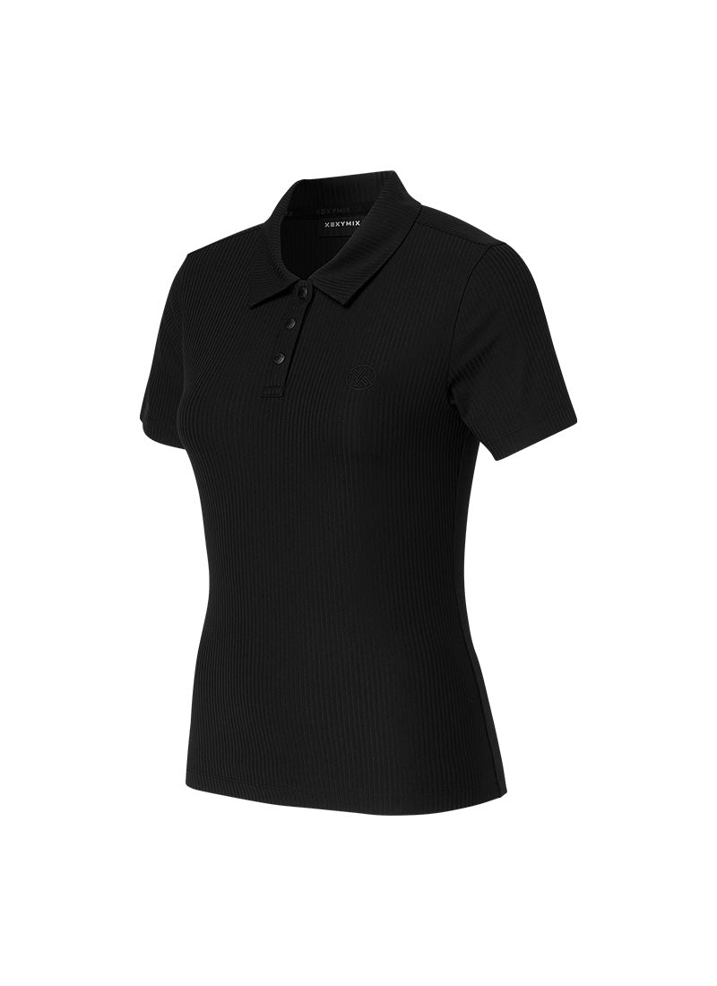 羅紋POLO領修身短袖上衣｜共4色｜XFK2QS1207