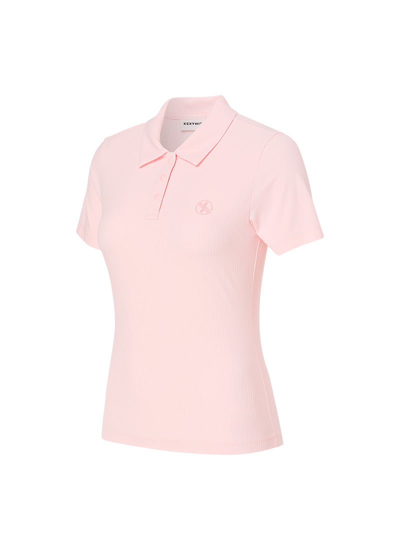 羅紋POLO領修身短袖上衣｜共4色｜XFK2QS1207