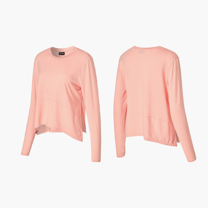 柔軟側開衩綁帶兩穿長袖套指上衣｜共4色｜XWFLT08J3