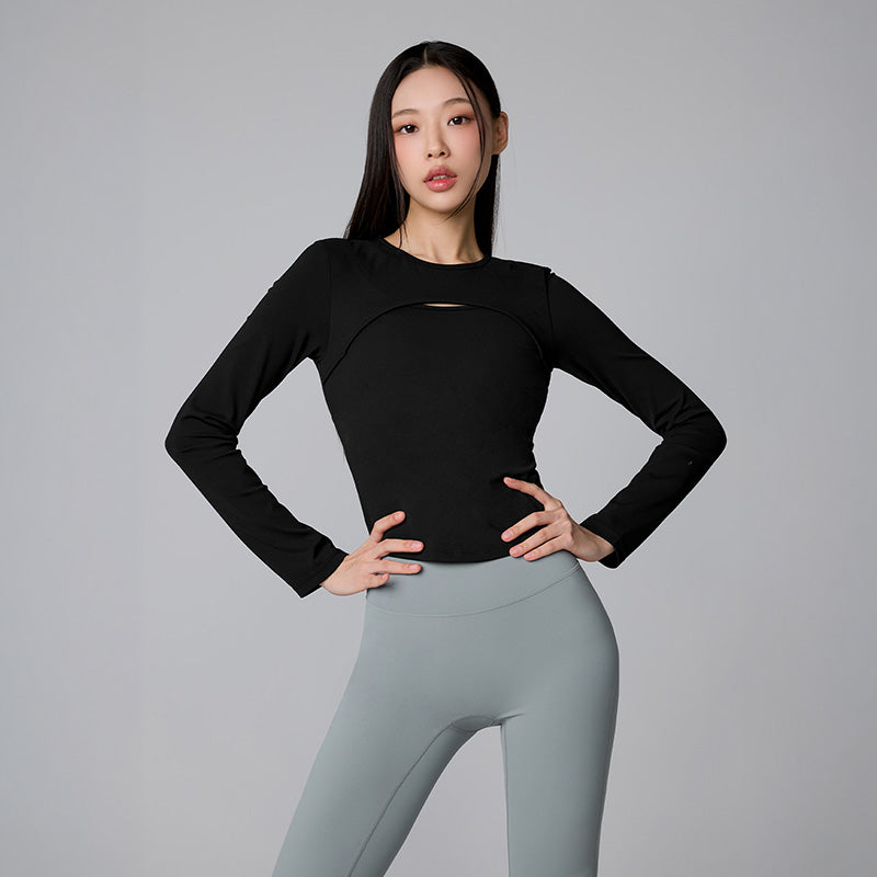 黑標 Power Rise胸前鏤空長袖上衣｜共4色｜XFK3TL1012