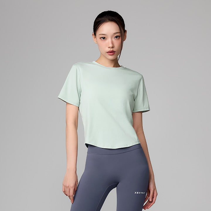 柔棉彈力圓弧下襬短版短袖上衣｜共6色｜XTFST05J3