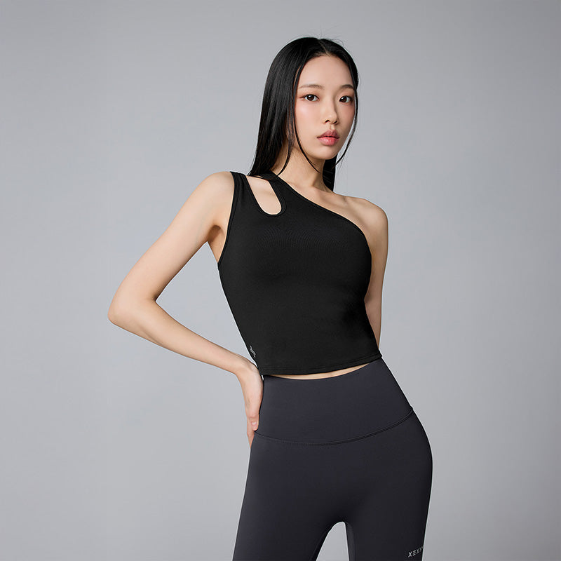 XELLA™ 軟糖凝膠彈力斜肩鏤空背心上衣｜共4色｜XWFBR08H3