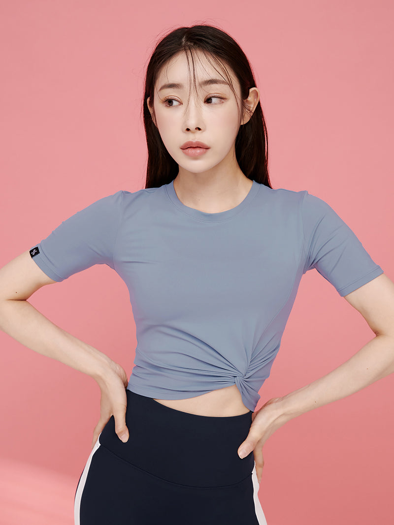 涼感羽毛美腰扭結短版上衣｜共16色｜XT4316F