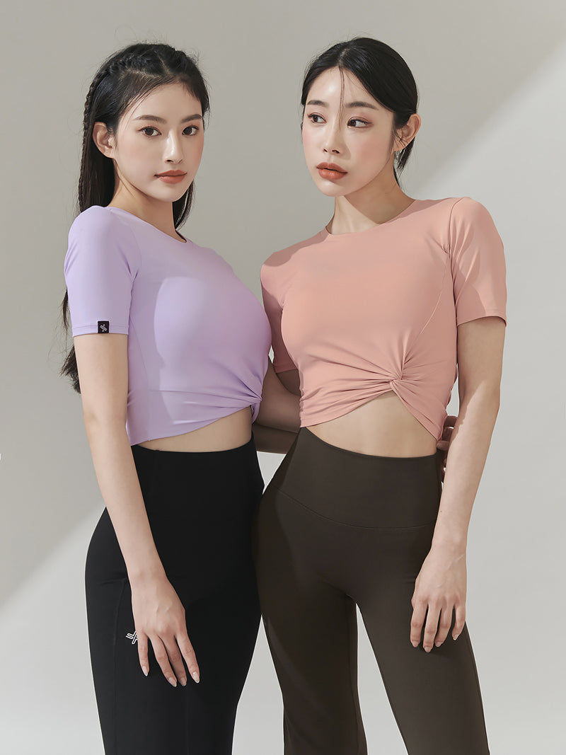 涼感羽毛美腰扭結短版上衣｜共16色｜XT4316F