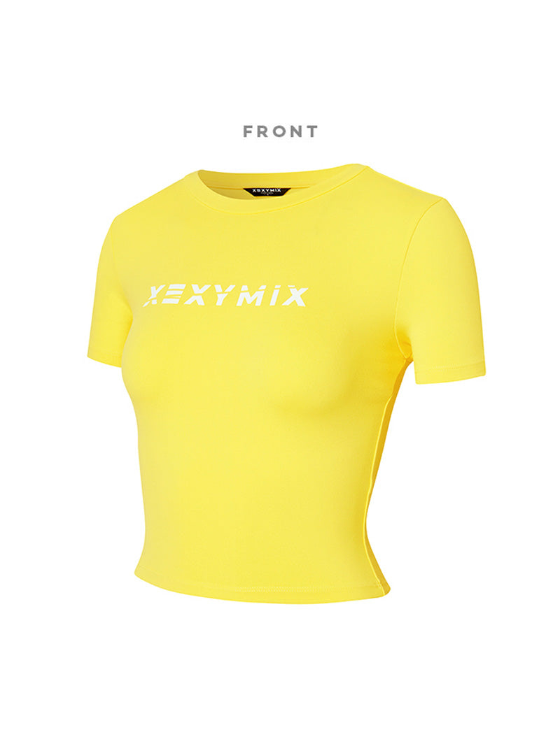 圓領簡潔文字露臍短袖上衣｜共17色｜XA5203T