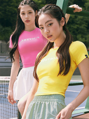 圓領簡潔文字露臍短袖上衣｜共17色｜XA5203T