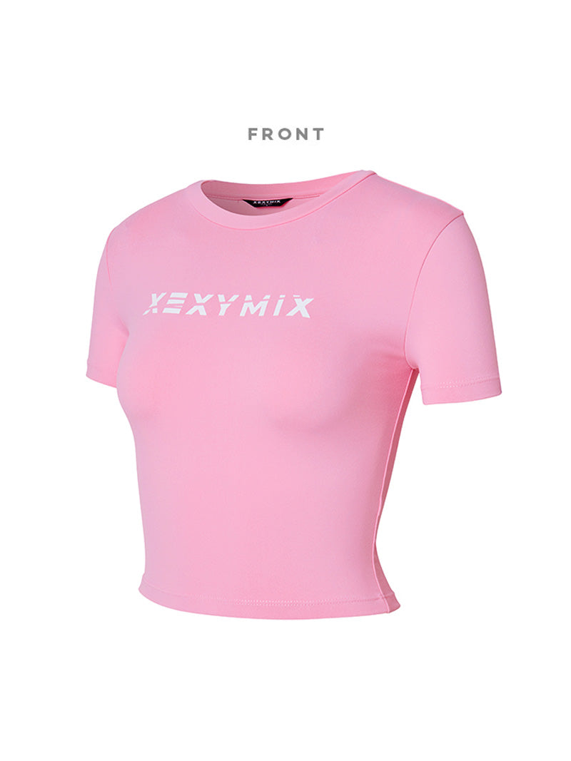 圓領簡潔文字露臍短袖上衣｜共17色｜XA5203T