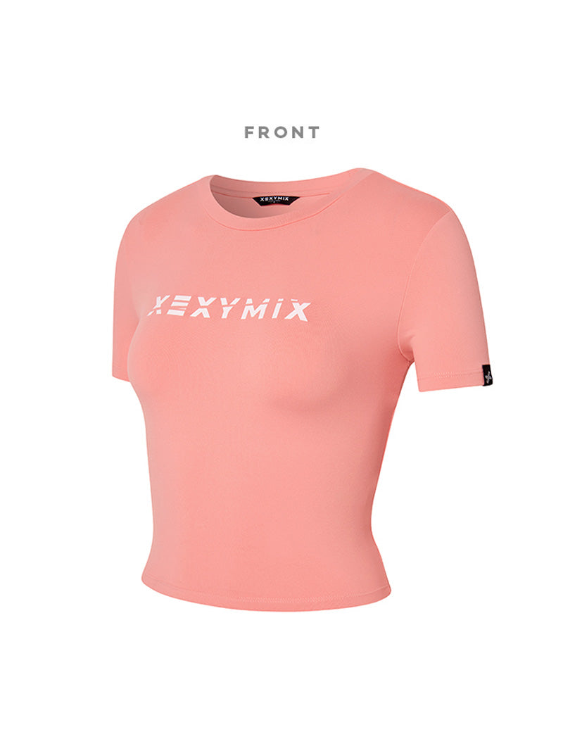 圓領簡潔文字露臍短袖上衣｜共17色｜XA5203T