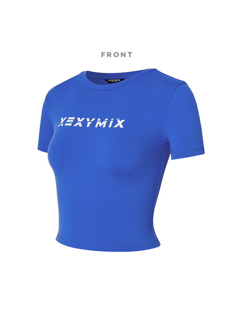 圓領簡潔文字露臍短袖上衣｜共17色｜XA5203T