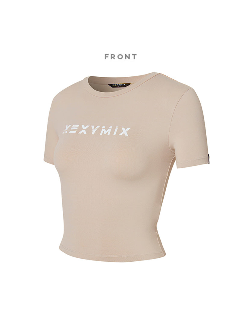 圓領簡潔文字露臍短袖上衣｜共17色｜XA5203T