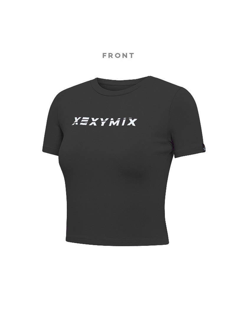 圓領簡潔文字露臍短袖上衣｜共17色｜XA5203T