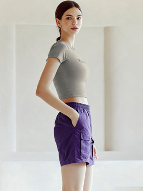 圓領簡潔文字露臍短袖上衣｜共17色｜XA5203T
