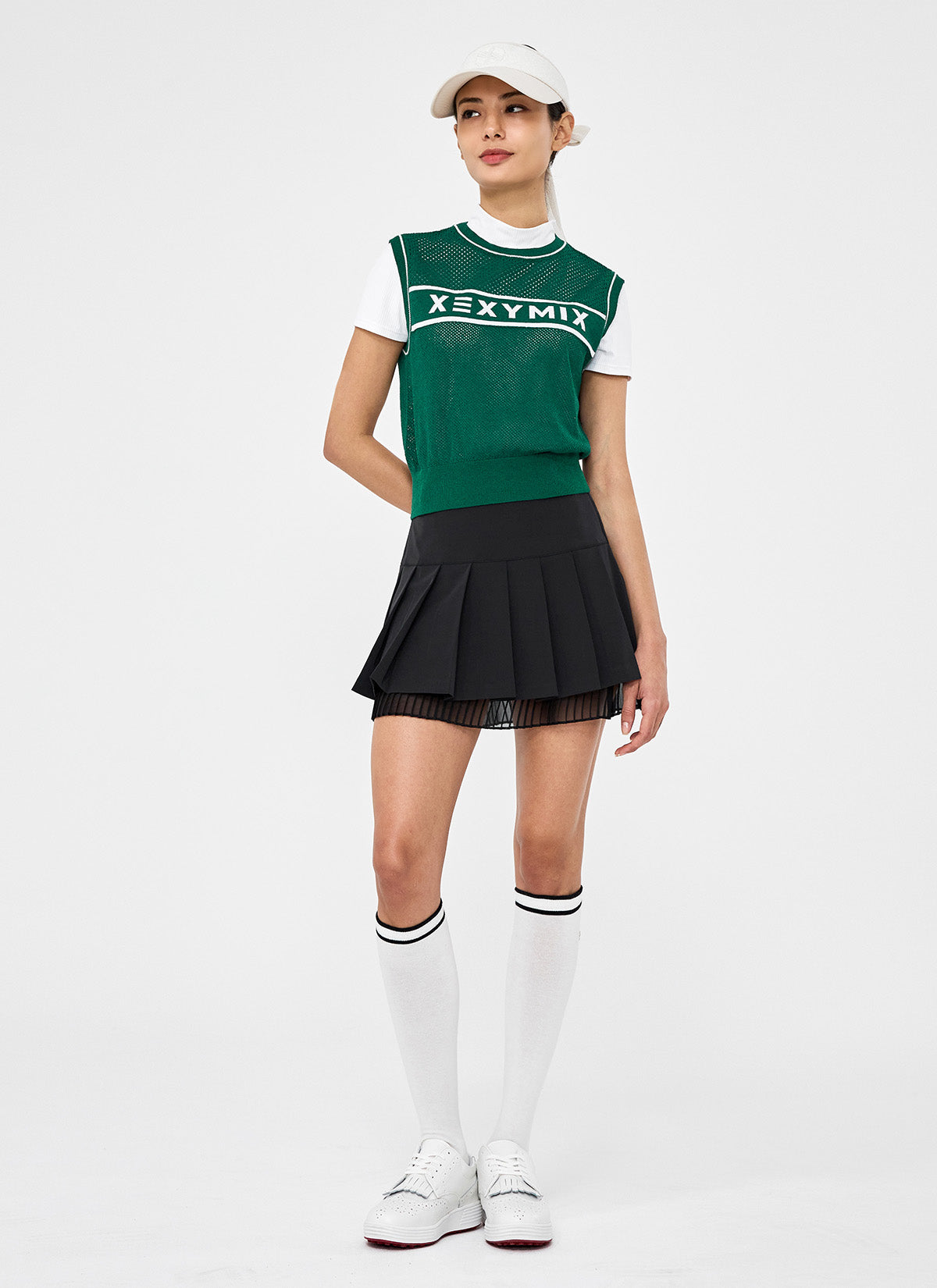 雪紡點綴2in1百褶裙2.0｜共4色｜XGFSK36J