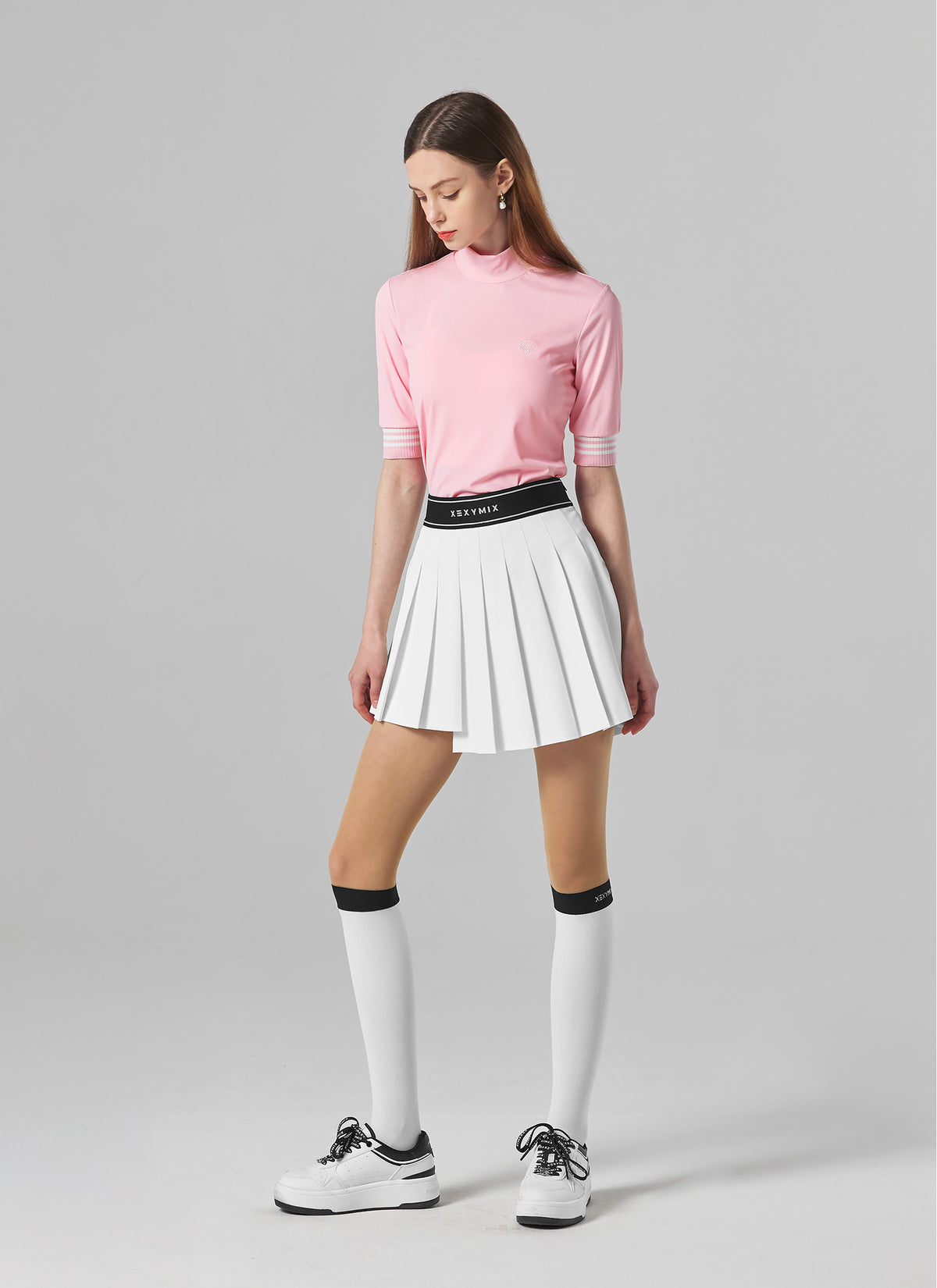 X文字標誌腰帶2in1不對稱百褶裙2.0｜共6色｜XGFSK02H2