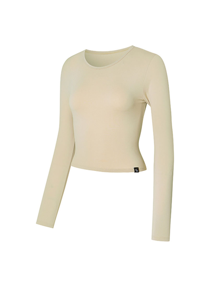 涼感輕羽毛修身短版長袖上衣｜共11色｜XA5299T