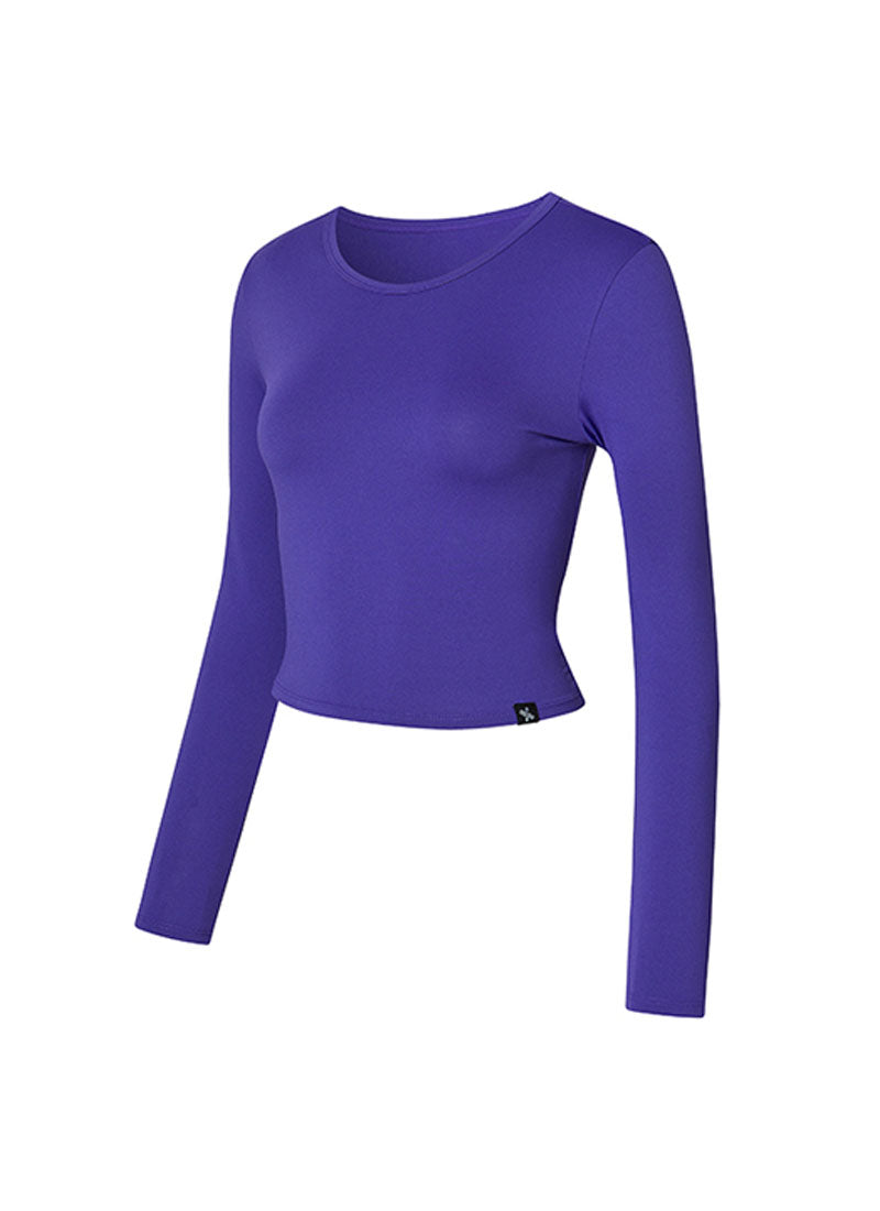 涼感輕羽毛修身短版長袖上衣｜共11色｜XA5299T