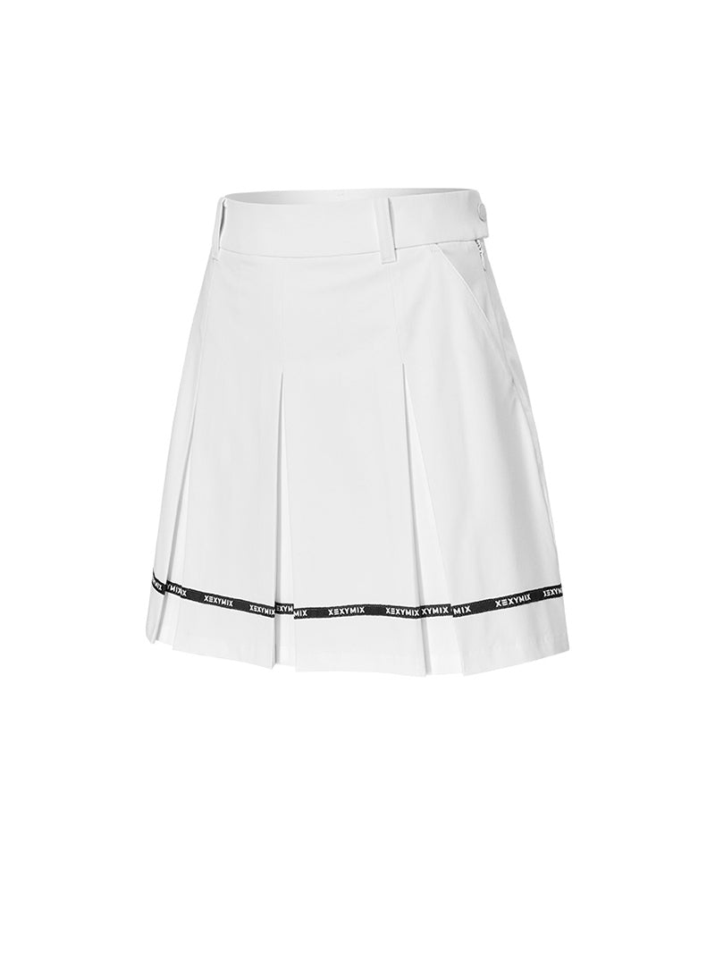 文字標誌線條點綴百褶裙｜共3色｜XFK1RK1202