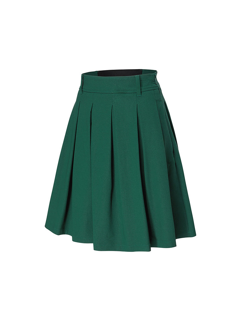 褶線泡泡感中長圓裙 ( 2 in 1 )｜共3色｜XFK1RK1203