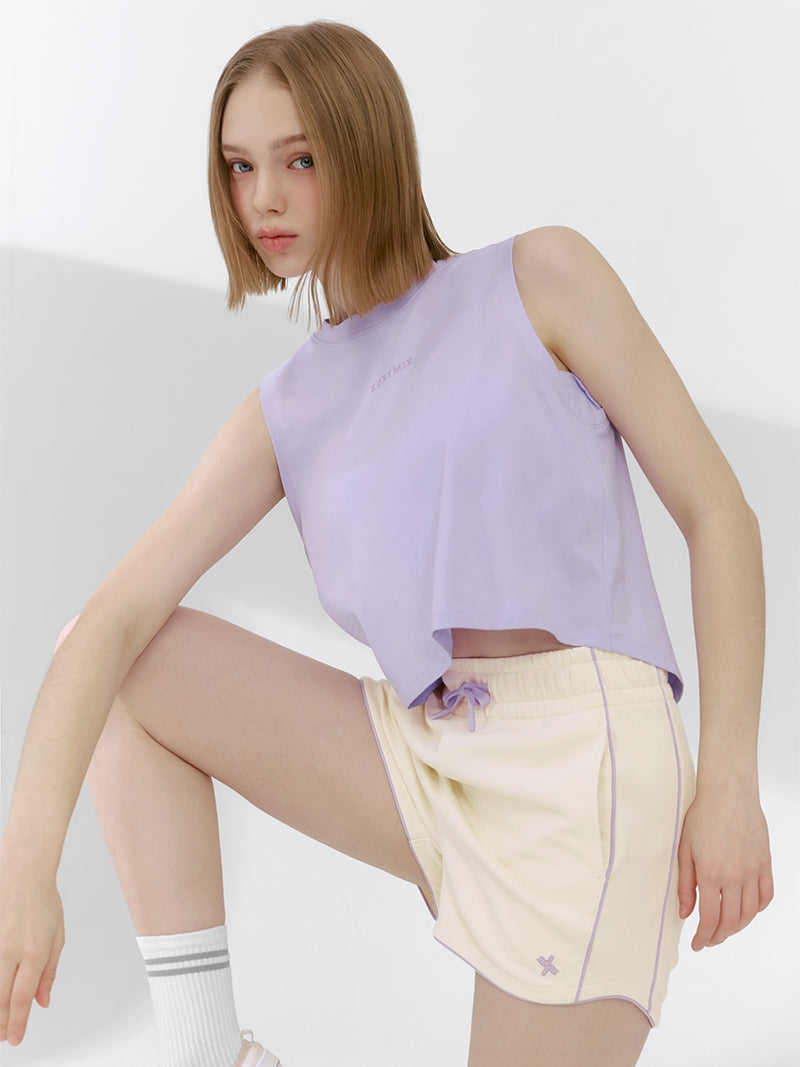 X文字標誌配色滾邊曲線短褲｜共4色｜XFK2PS1103