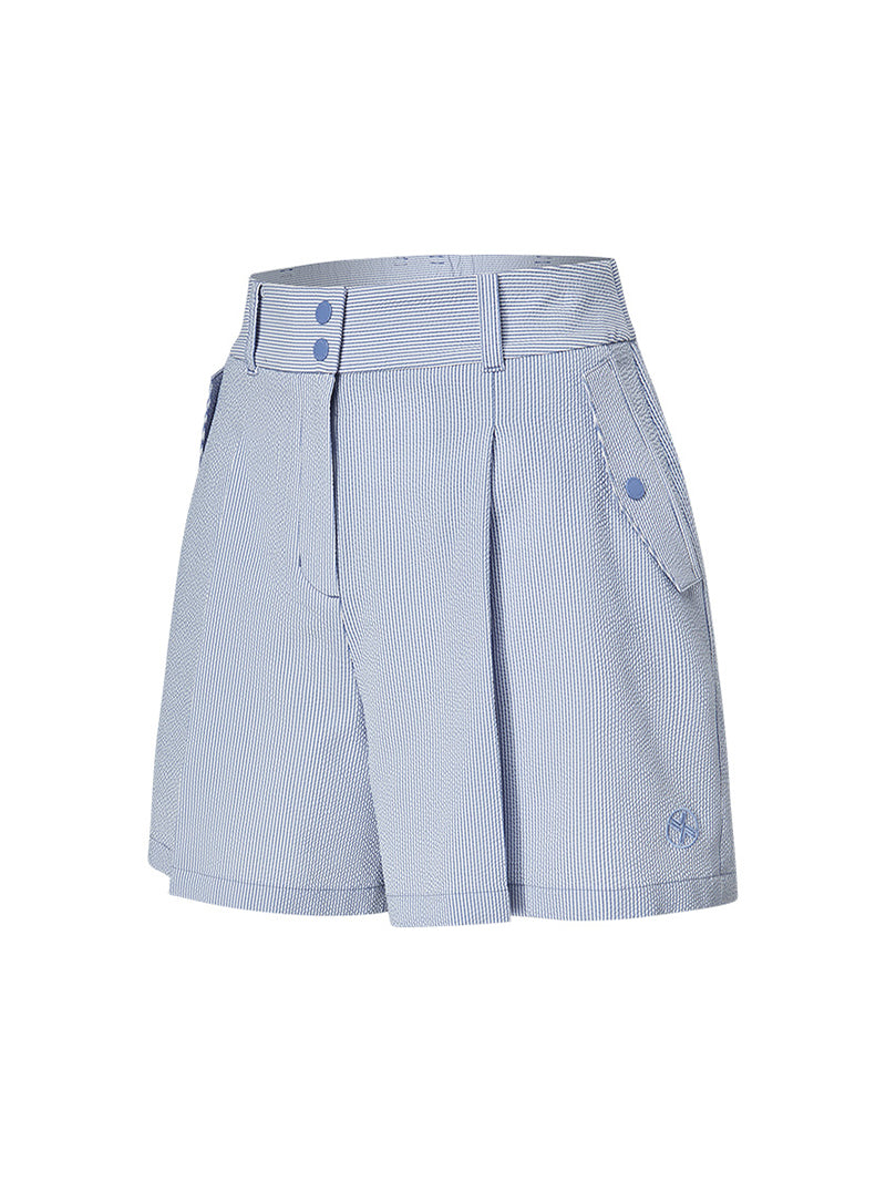 泡泡紗條紋雙排扣短褲｜共3色｜XFK2PS1201