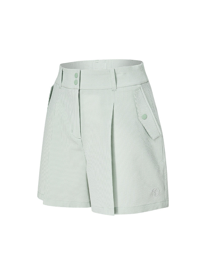 泡泡紗條紋雙排扣短褲｜共3色｜XFK2PS1201