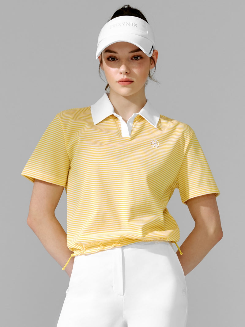 後側荷葉條紋POLO短袖上衣｜共2色｜XFK2QS1203