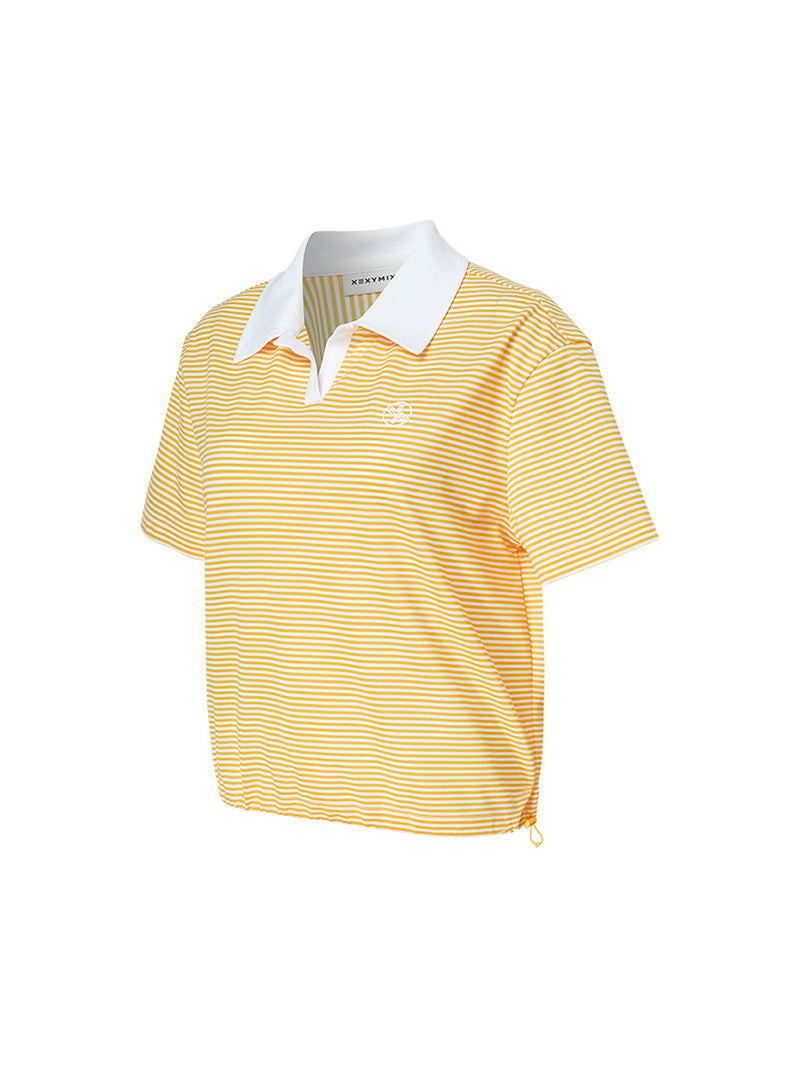 後側荷葉條紋POLO短袖上衣｜共2色｜XFK2QS1203