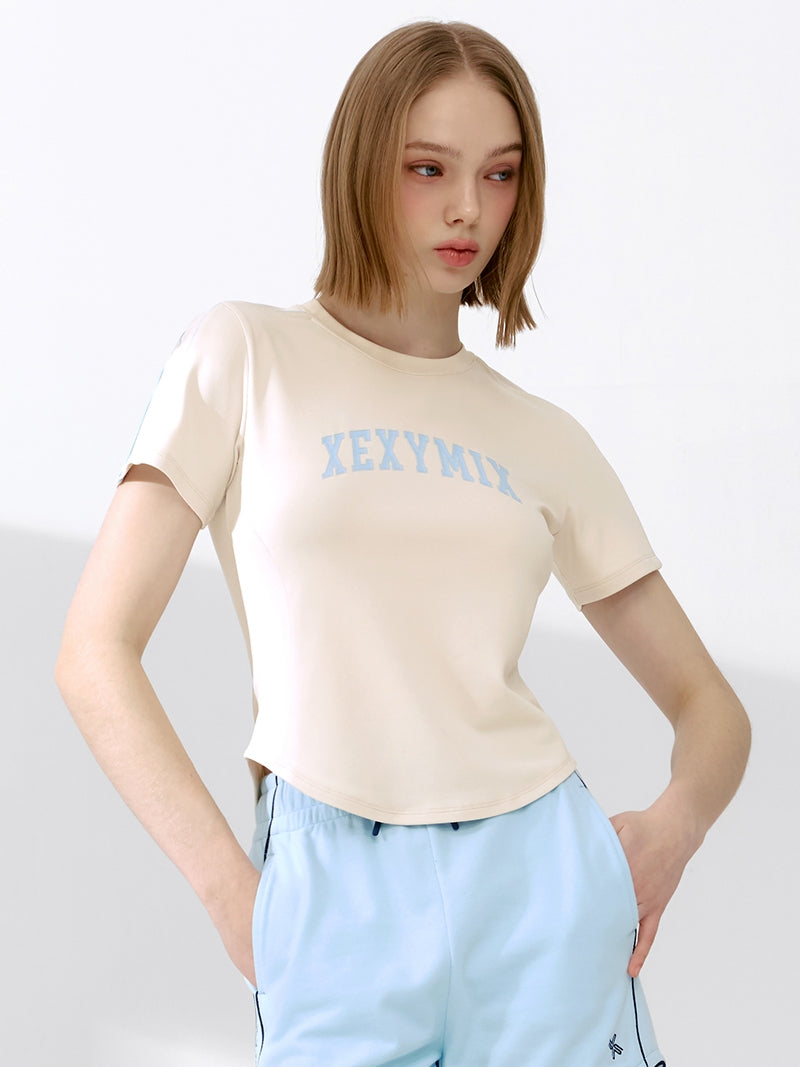 X文字標誌線條配色短板短袖上衣｜共4色｜XFK2TS1102