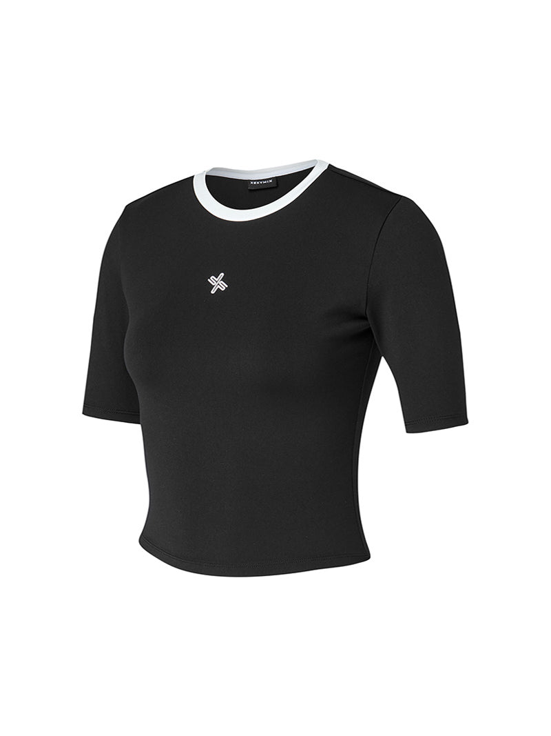 X標誌拼色圓領短版上衣｜共4色｜XFK2TS1103